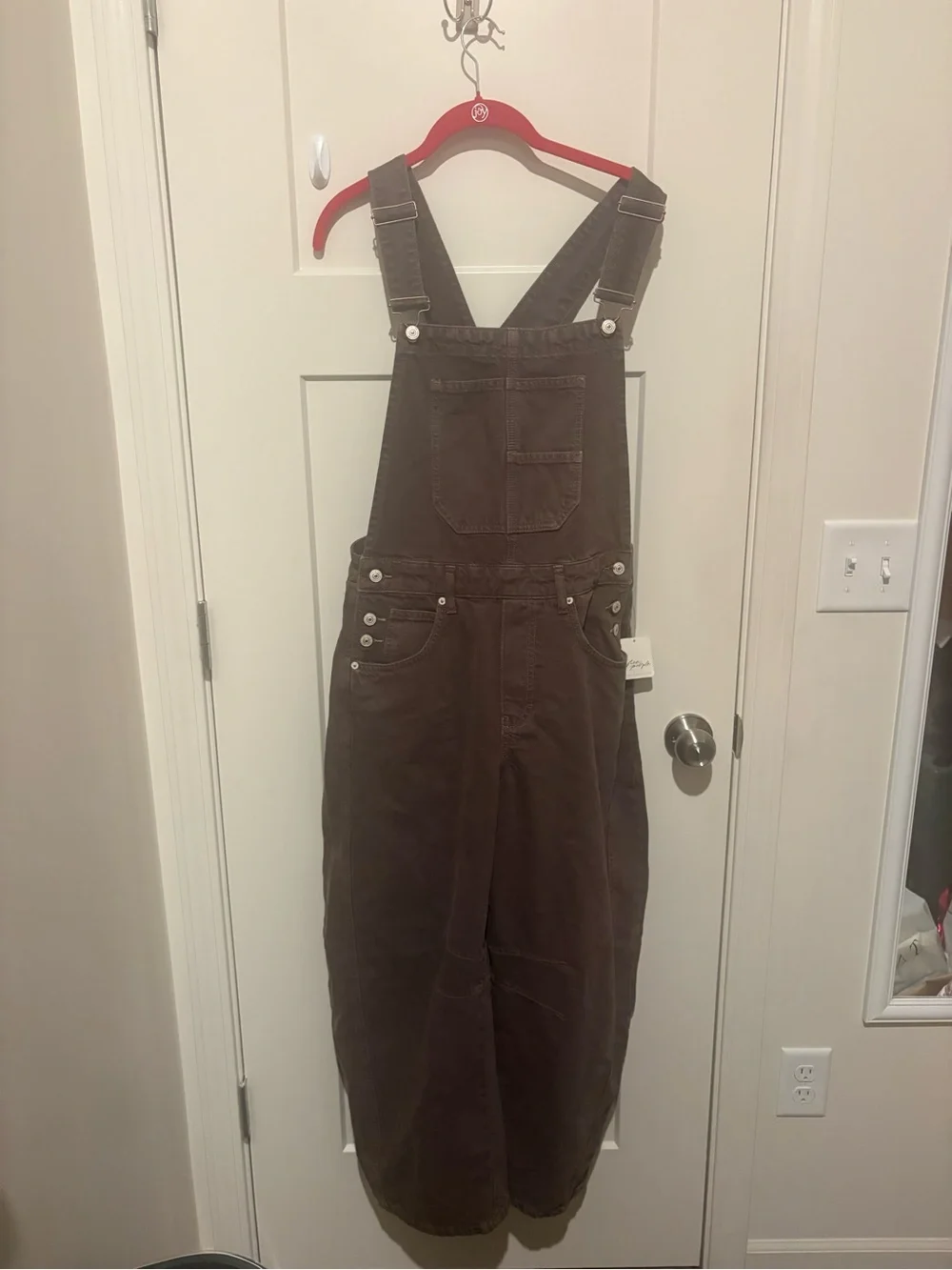 Free People We The Free Good Luck Barrel Overalls Small : Chocolate Mousse NWT - Picture 4 of 7